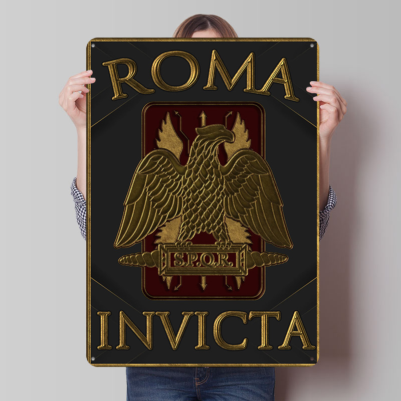 Retro Gaming Empire - Placa Metálica Decorativa SPQR Roma Invicta