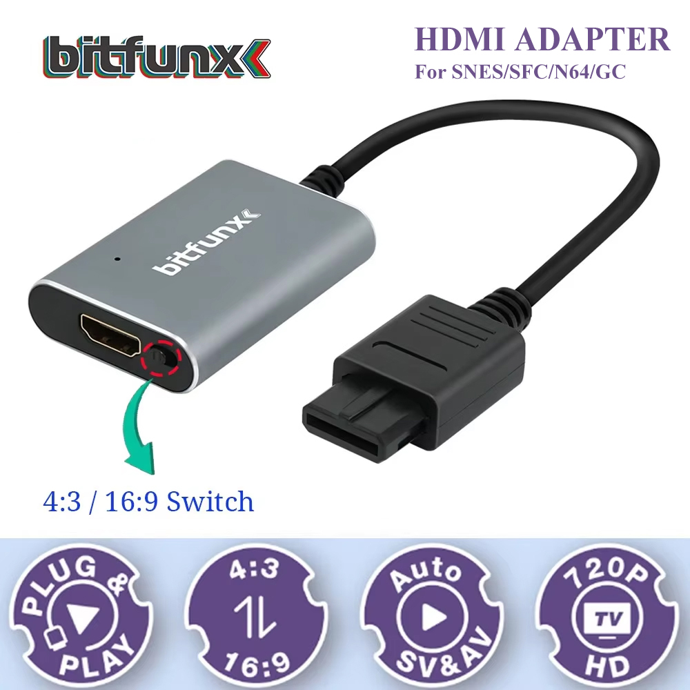 Retro Gaming Videos - Adaptador Bitfunx 720P Svideo/AV a HDMI,