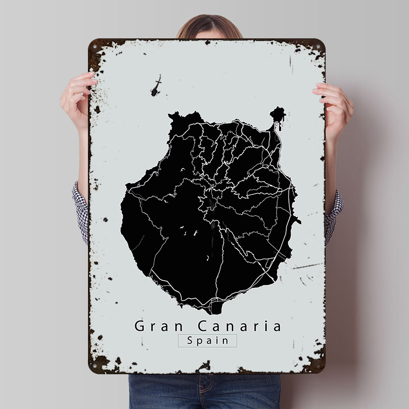 Retro Gaming Island - Póster de Metal con mapa de