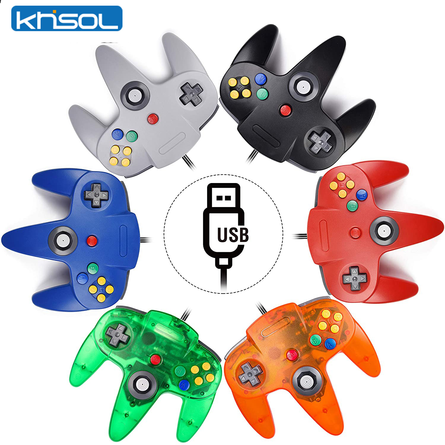 Retro Gaming Corps - Controlador N64 clásico USB con cable