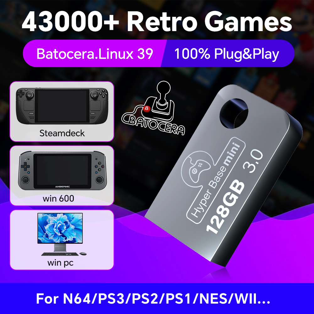 Retro Gaming Handheld Console - Batocera-unidad Flash USB de 128G para