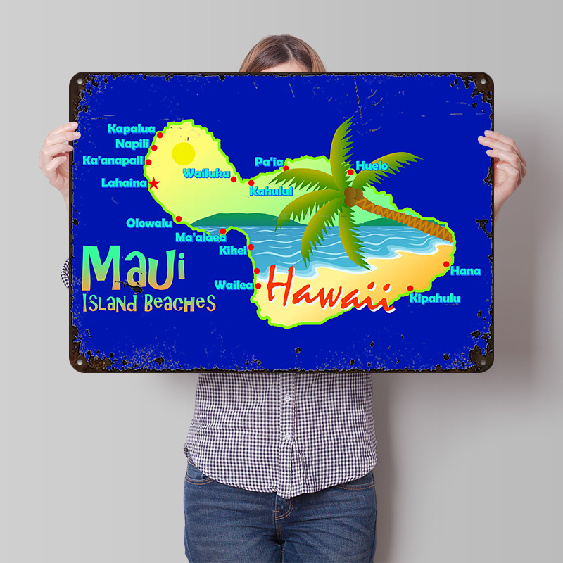 Mapa de Playas de Maui, Hawái, - Retro Gaming Island reseña y precio